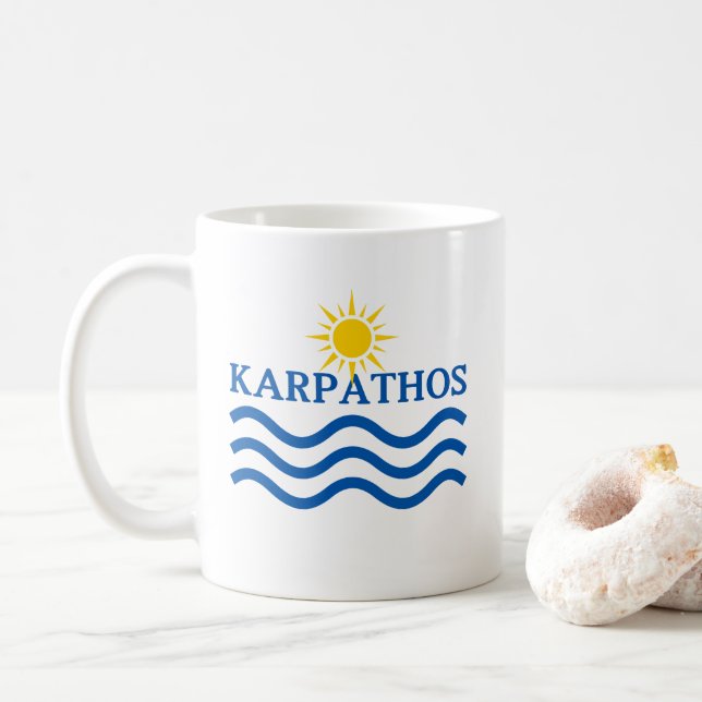 Caneca De Café Grécia KARPATHOS, Ondas Sun (Com Donut)