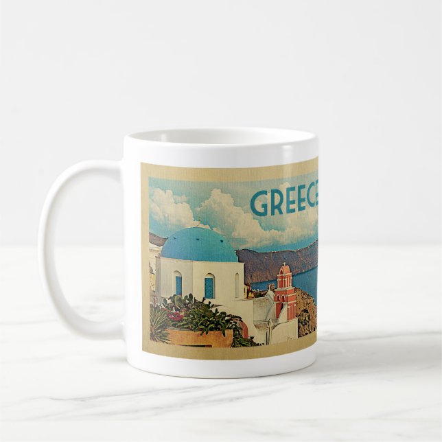 Caneca De Café Grécia Santorini Viagens vintage (Esquerda)