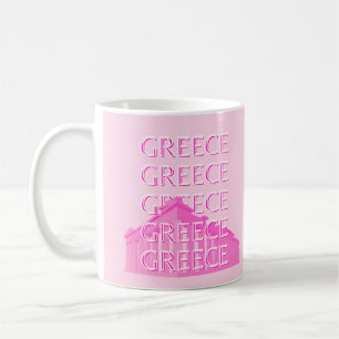 Caneca De Café Grécia, Viagem, Viagem de arte Pastel, rosa