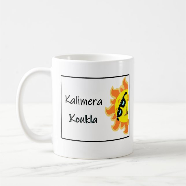 Caneca De Café Greek Mug with Saying "Kalimera Koukla" (Esquerda)