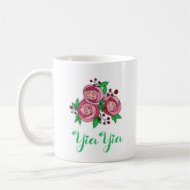 Caneca De Café Greek YiaYia Mug with Roses