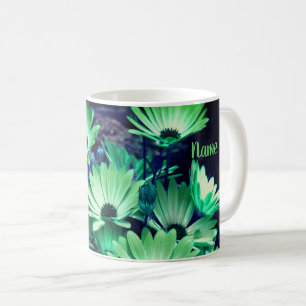 Caneca De Café Green African Daisies Floral Art Personalizado