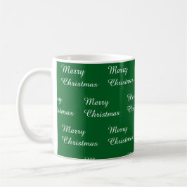 Caneca De Café Green background with Merry Christmas repeated 