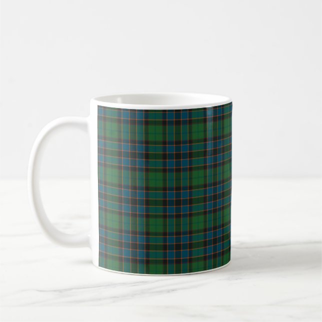 Caneca De Café Green Blue Orange Plaid Tartan (Esquerda)
