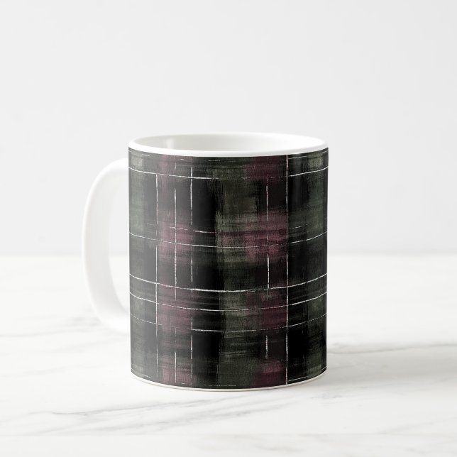 Caneca De Café Green Burgundy Stripes (Frente Esquerda)
