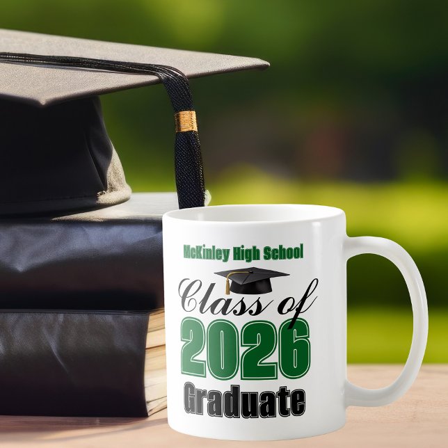 Caneca De Café Green Class of 2026 Graduation Keepsake (Criador carregado)