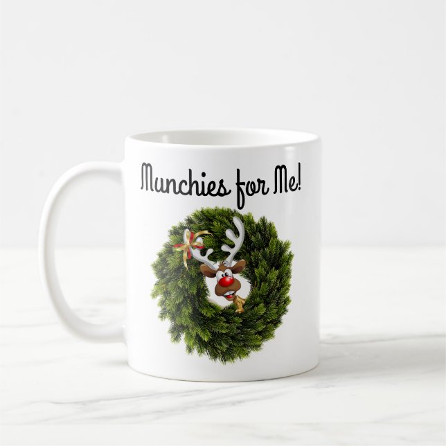 Caneca De Café Green Fir Tree Munchies para Reindeer (Esquerda)