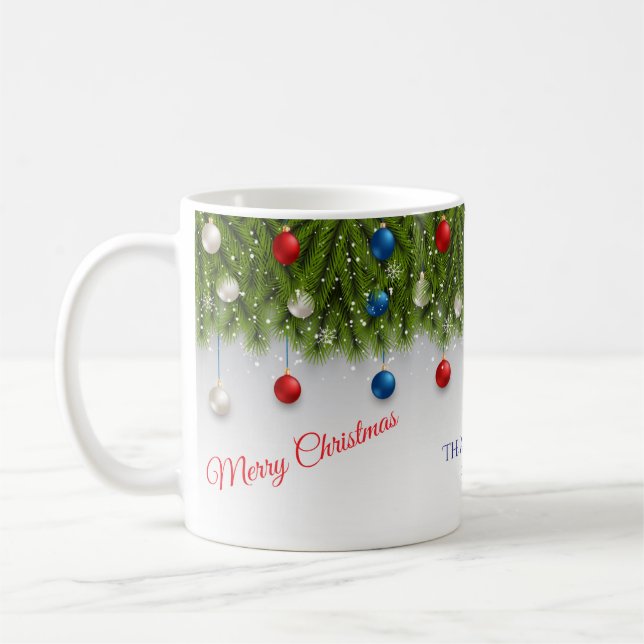 Caneca De Café Green Floral Christmas Wreat Elegant Holiday (Esquerda)