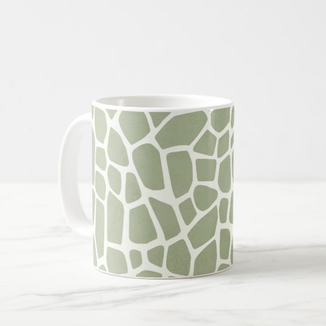 Caneca De Café Green Giraffe Print (Frente Esquerda)