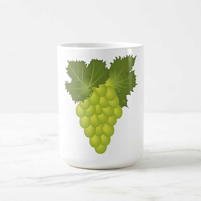 Caneca De Café Green Grapes Vine Leaves Fresh Fruit (Criador carregado)