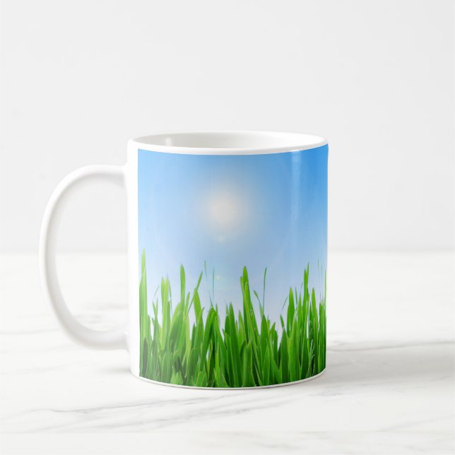 Caneca De Café Green Grass And Sky Banner (Esquerda)