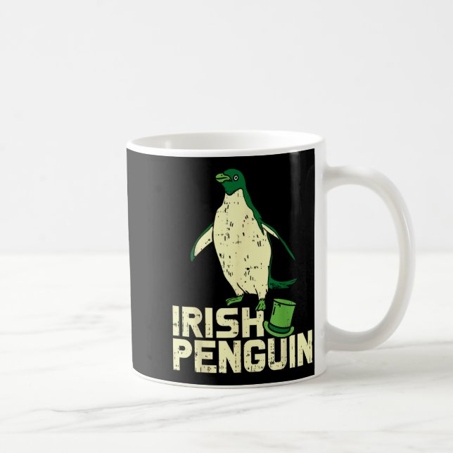Caneca De Café Green Irish Penguin Cute St Patricks Day Animal Lo (Direita)