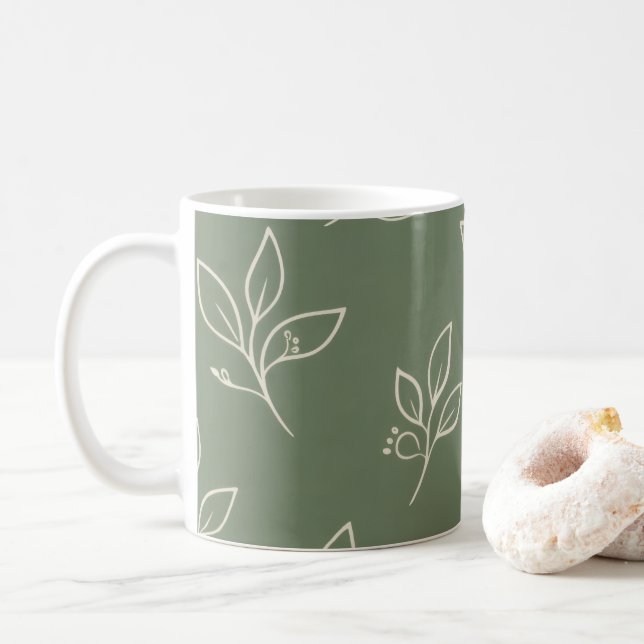 Caneca De Café Green Leaf Mug | Coffee Mug (Com Donut)