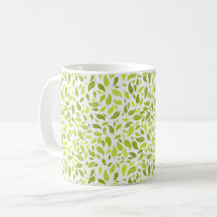 Caneca De Café Green Leaves Nature Impressão, Padrão de Folha d