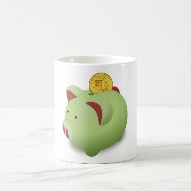 Caneca De Café Green Piggy Bank Mug (Criador carregado)