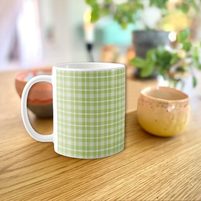 Caneca De Café Green Plaid Mug (Criador carregado)