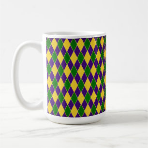 CANECA DE CAFÉ GREEN PURPLE AMARELO MARDI GRAS DIAMOND