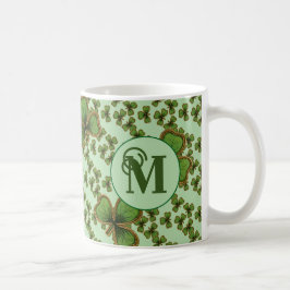 Caneca De Café Green Shamrock Vintage Style fecha irlandês