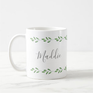 Caneca De Café Green Watercolor Deixa Garland