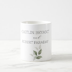 Caneca De Café Greenery Modern Wedding