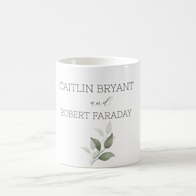 Caneca De Café Greenery Modern Wedding (Centro)