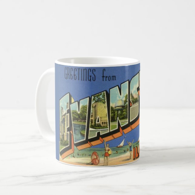 Caneca De Café Greeting from Evanston ILL.  (Frente Esquerda)