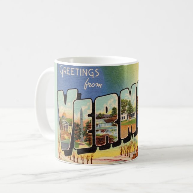 Caneca De Café  Greetings From Vermont (Frente Esquerda)