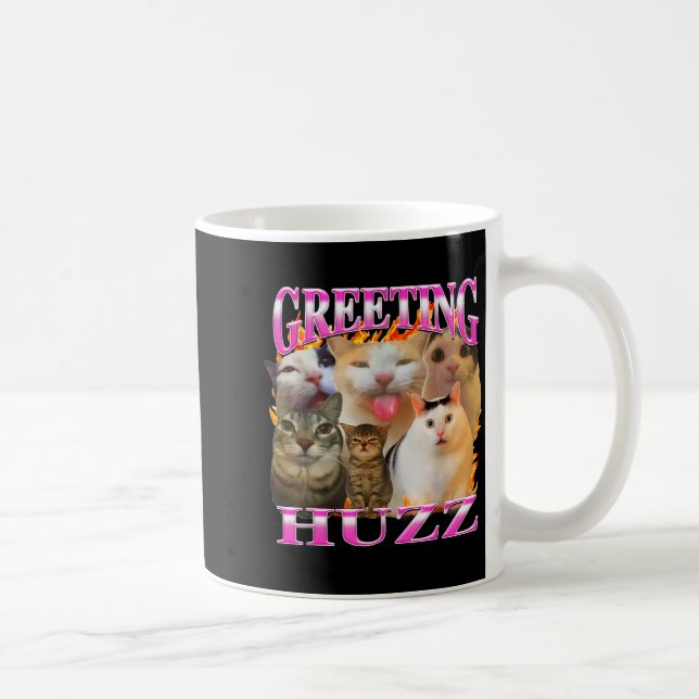 Caneca De Café Greetings Huzz Funny Cat Meme Bootleg Graphic Men  (Direita)