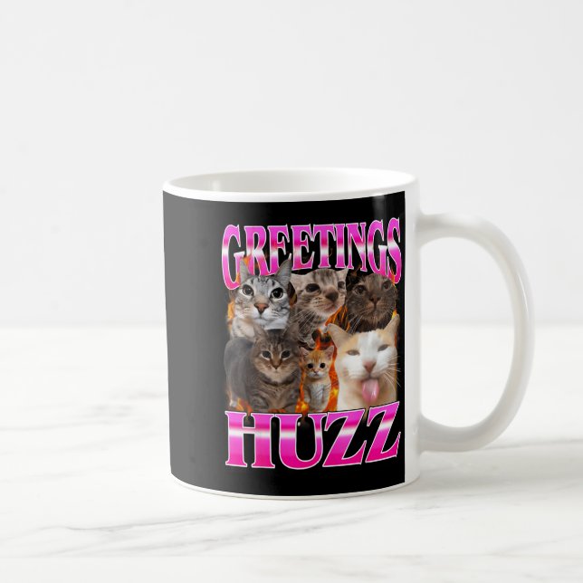 Caneca De Café Greetings Huzz Funny Cat Meme Bootleg Graphic Men  (Direita)
