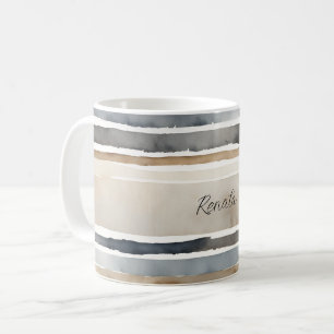 Caneca De Café Grelha Aquarela Cores Neutras