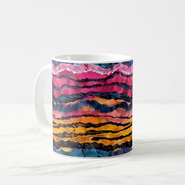 Caneca De Café Grelha-Arco-Íris Tigres-Arco-Aquarela (Frente Esquerda)