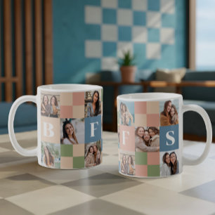 Caneca De Café Grelha de Fotografias do Padrão do Quadro de Verif