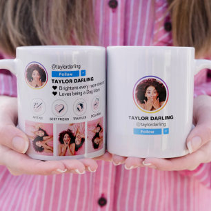 Caneca De Café Grelha de Fotografias do Perfil de Mídia Social do