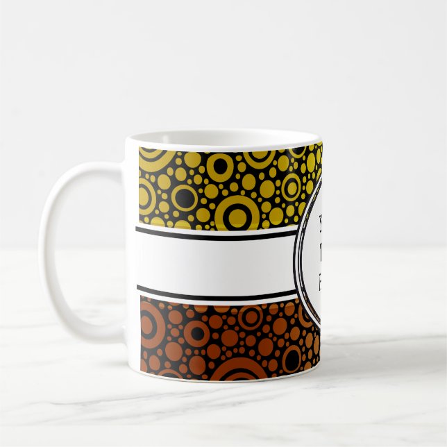 Caneca De Café Grelha de pontos e círculos pretos + seu backgr. & (Esquerda)