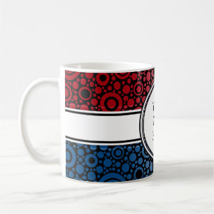 Caneca De Café Grelha de pontos e círculos pretos + seu backgr. &