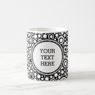Caneca De Café Grelha de pontos e círculos pretos + seu backgr. &