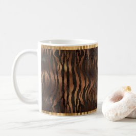 Caneca De Café Grelha Metálica Elegante Dourada de Tigre Animal