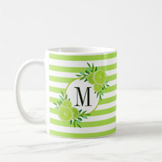 Caneca De Café Grelha Verde Limão Cítricos Frutas de Citros Monog