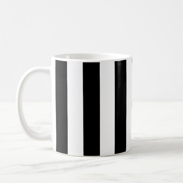 Caneca De Café Grelhas Verticais Chic, Pretas E Brancas, Largas (Esquerda)