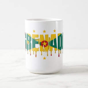 Caneca De Café Grenada Drip Texto Projeto de Bandeira do Caribe