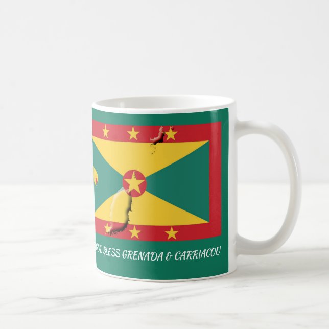 Caneca De Café GRENADA FLAG | Escritura | VERDE Patriótica (Direita)