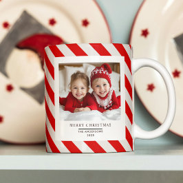 Caneca De Café "Greve Vermelha com Foto Feliz Natal e Nome