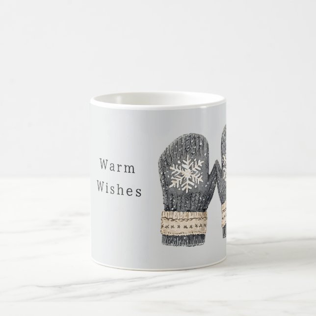 Caneca De Café Grey Mittens Warm Wishes (Centro)
