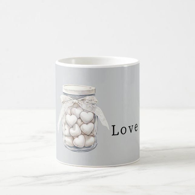 Caneca De Café Grey White Hearts   (Centro)