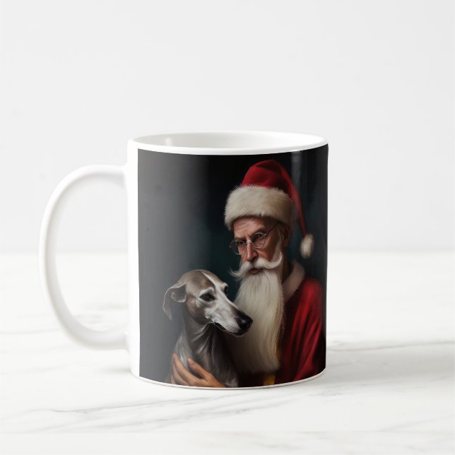 Caneca De Café Greyhound com Papai Noel Natal Festivo (Esquerda)
