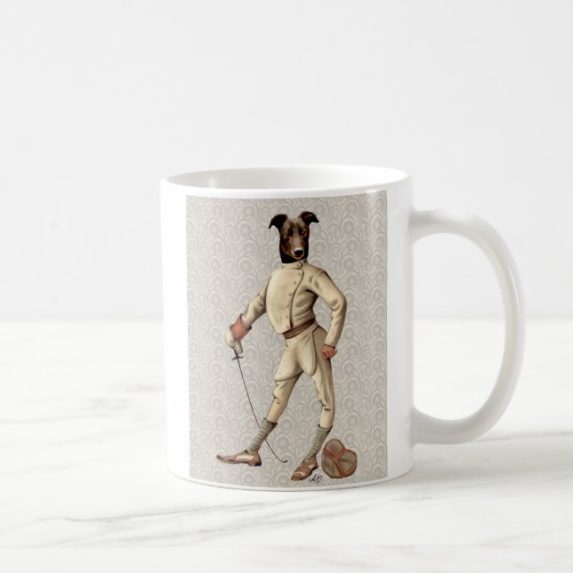 Caneca De Café Greyhound Fencer no Cream Cheio 2 (Direita)