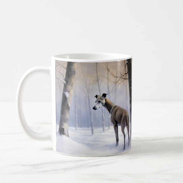 Caneca De Café Greyhound Italiano Deixe nevar Natal (Esquerda)