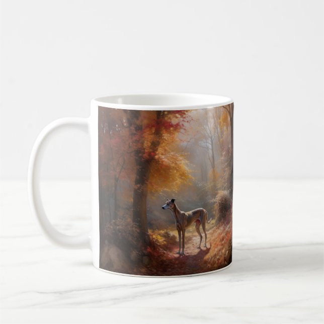 Caneca De Café Greyhound no outono deixa cair inspiração (Esquerda)
