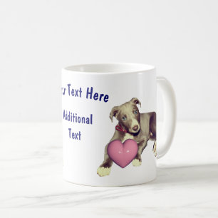 Caneca De Café Greyhound Puppy Pink Heart Personalizado