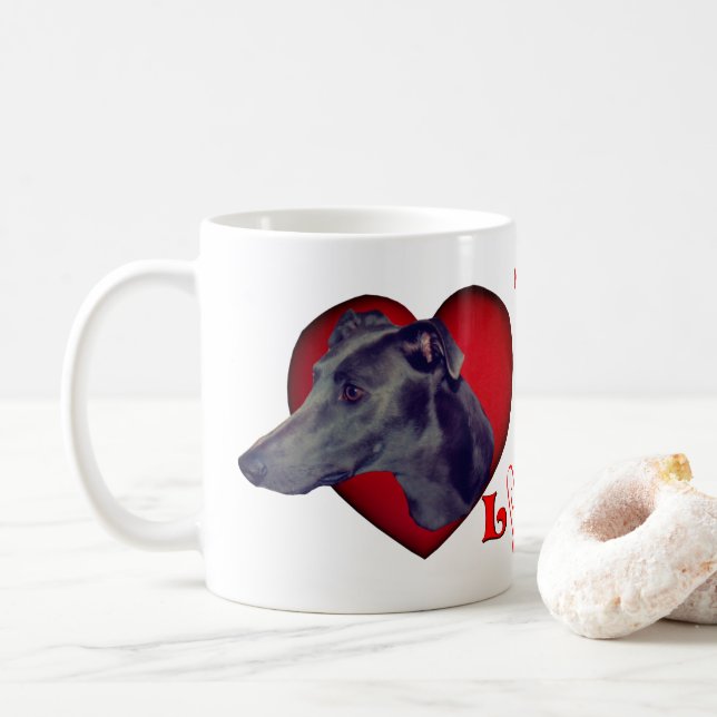 Caneca De Café Greyhound Red Heart Love Personalizado (Com Donut)